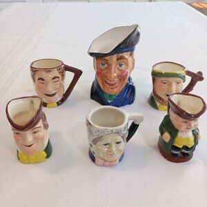 Vintage Thorley Bone China England "Jock" and 5 other Miniature Mug Collection